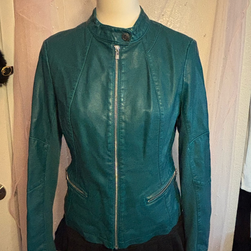 Black Rivet Teal Women's Leather Jacket